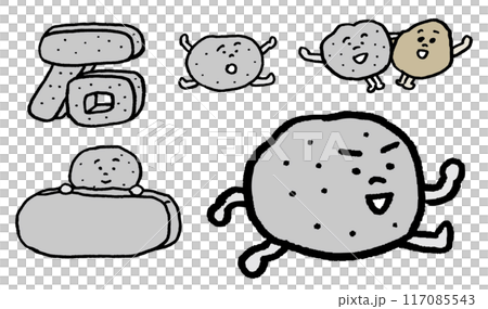 固いのに柔らかそうなかわいい石のキャラ素材 117085543