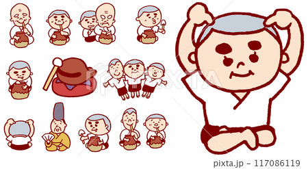 坊主頭がかわいい一休さんのかわいいキャラ素材 117086119