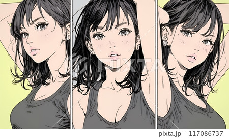 楽：リラックスした顔をしている若い女性