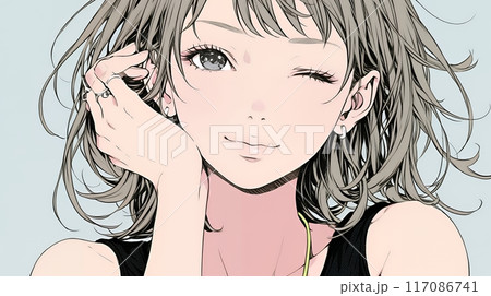 楽：リラックスした顔をしている若い女性