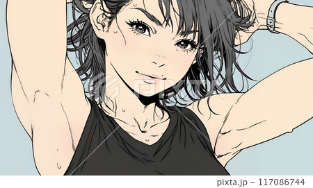 楽：リラックスした顔をしている若い女性