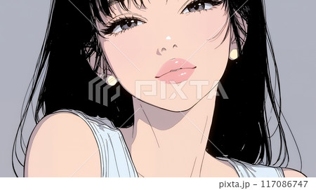 楽：リラックスした顔をしている若い女性