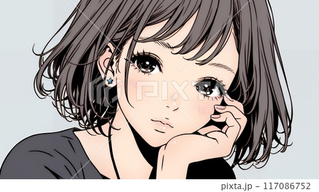 楽：リラックスした顔をしている若い女性