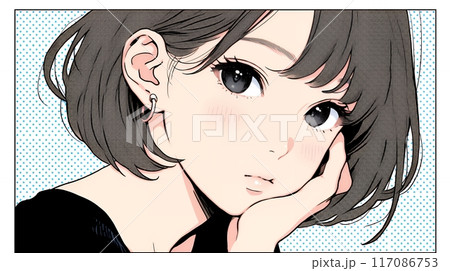 楽：リラックスした顔をしている若い女性