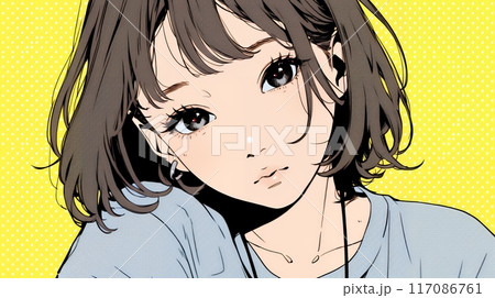 楽：リラックスした顔をしている若い女性