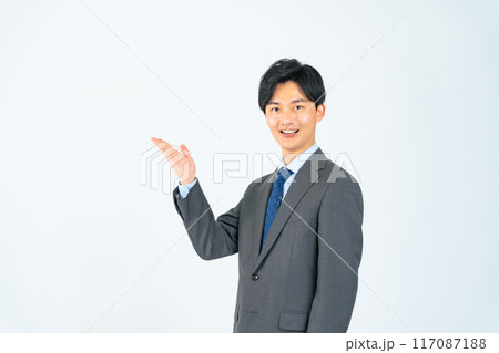 案内する男性ビジネスパーソン 案内する男性ビジネスパーソン 117087188
