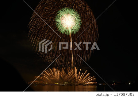 夏の夜空に咲く花火 <桑名水郷花火大会> 夏の夜空に咲く花火 <桑名水郷花火大会> 117087305
