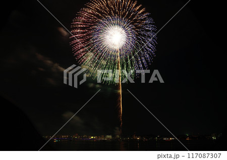 夏の夜空に咲く花火 <桑名水郷花火大会> 夏の夜空に咲く花火 <桑名水郷花火大会> 117087307