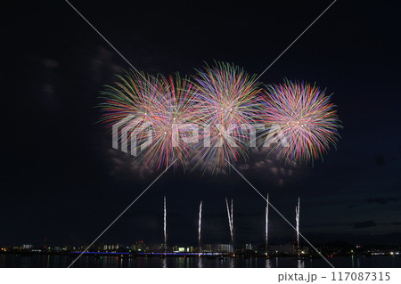 夏の夜空に咲く花火 <桑名水郷花火大会> 夏の夜空に咲く花火 <桑名水郷花火大会> 117087315