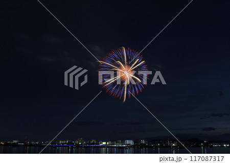 夏の夜空に咲く花火　＜桑名水郷花火大会＞ 117087317