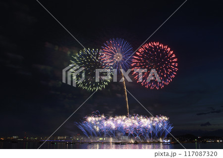 夏の夜空に咲く花火 <桑名水郷花火大会> 夏の夜空に咲く花火 <桑名水郷花火大会> 117087320