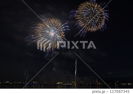 夏の夜空に咲く花火 <桑名水郷花火大会> 夏の夜空に咲く花火 <桑名水郷花火大会> 117087345
