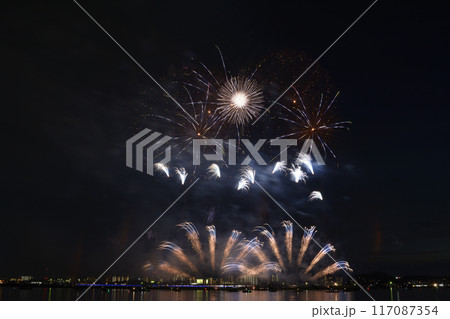 夏の夜空に咲く花火 <桑名水郷花火大会> 夏の夜空に咲く花火 <桑名水郷花火大会> 117087354