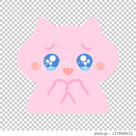 A cute cat smiling with teary eyes - Image material of happiness, emotion, and excitement 117088612