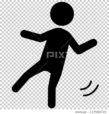 Pictogram of a person about to slip and fall 117088720