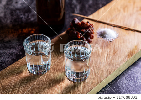 Rice whisky alcohol 40 degree into the glass. Rice whisky alcohol 40 degree into the glass. 117088832