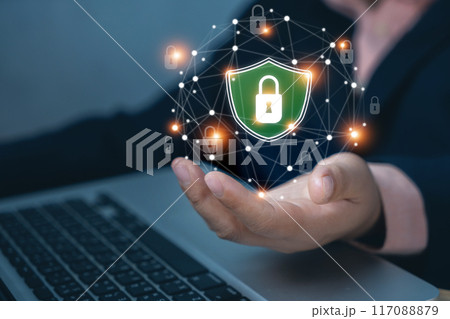 Data security and Protection. Cyberspace security Data Protection Information privacy. World wide Internet defensive measure. Secure Internet access, Cybersecurity. business man with Virtual icon. Data security and Protection. Cyberspace security Data Protection Information privacy. World wide Internet defensive measure. Secure Internet access, Cybersecurity. business man with Virtual icon. 117088879