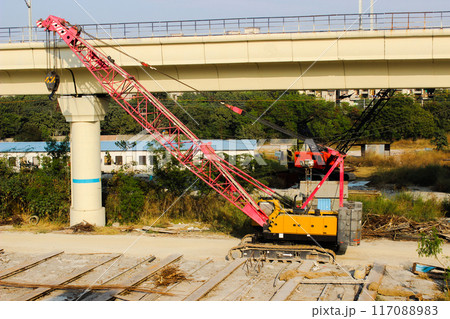 A picture of Excavators with selective focus 117088983