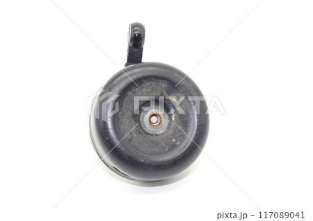 A picture of bicycle bell isolated on white background A picture of bicycle bell isolated on white background 117089041