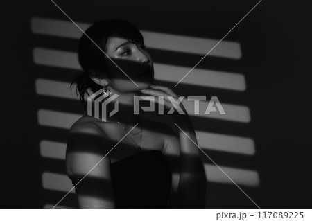 光と影の女性ポートレート 117089225