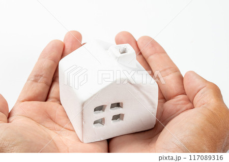 手の上のおもちゃの家 117089316