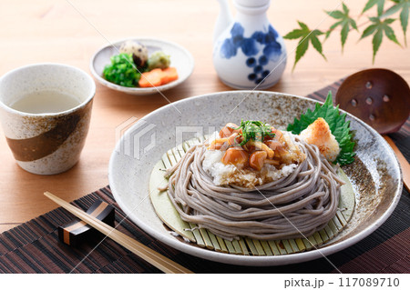 冷やしなめこおろし蕎麦 (つるっとしたなめこののど越しが絶妙) 冷やしなめこおろし蕎麦 (つるっとしたなめこののど越しが絶妙) 117089710