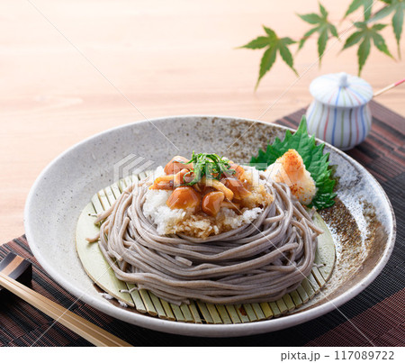 冷やしなめこおろし蕎麦 (つるっとしたなめこののど越しが絶妙) 117089722