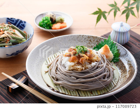 冷やしなめこおろし蕎麦 (つるっとしたなめこののど越しが絶妙) 冷やしなめこおろし蕎麦 (つるっとしたなめこののど越しが絶妙) 117089723
