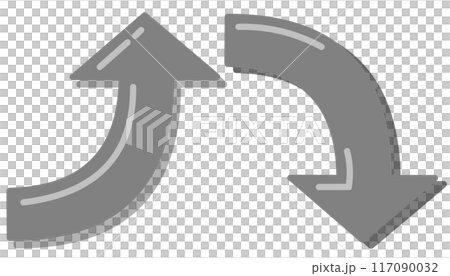 Curved arrows gray set (with reflection and shadow) 117090032