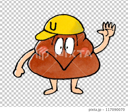 キャップをかぶるうんこのキャラクター 117090070