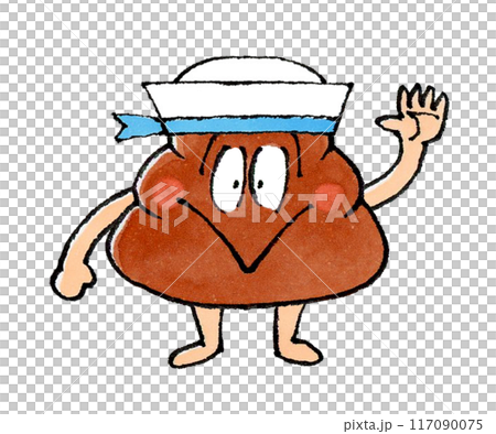 セーラー帽をかぶるうんこのキャラクター 117090075