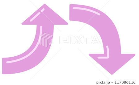 カーブする矢印ピンクセット（反射あり） 117090116