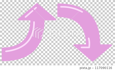 Curved arrow pink set (with reflection) 117090116