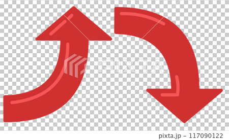 Curved arrow red set (with reflection) 117090122