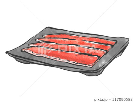 牛ブリスケットの手書き筆絵風イラスト 牛ブリスケットの手書き筆絵風イラスト 117090588