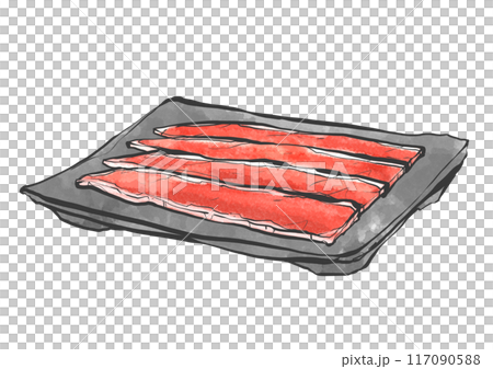 牛ブリスケットの手書き筆絵風イラスト 牛ブリスケットの手書き筆絵風イラスト 117090588