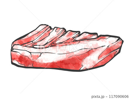 牛そとばらの手書き筆絵風イラスト 牛そとばらの手書き筆絵風イラスト 117090606