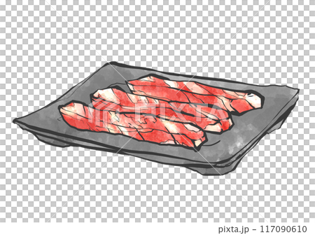 Hand-drawn illustration of beef offal 117090610