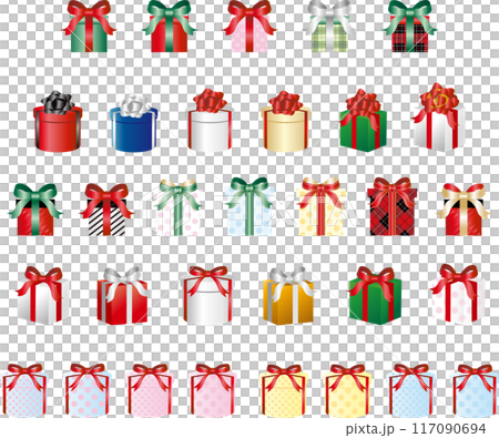 聖誕生日禮物禮盒簡約可愛插畫素材套裝 117090694