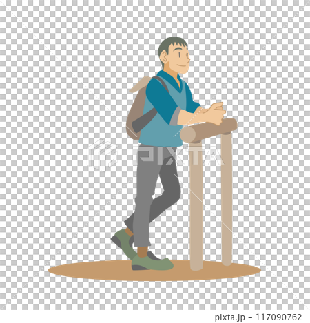 展望台からの景色を楽しむ男性のイラスト 117090762