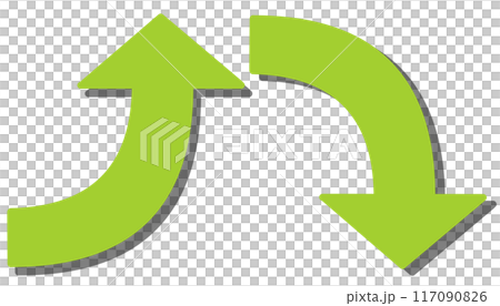 Curved arrow yellow-green set (with shadow) 117090826