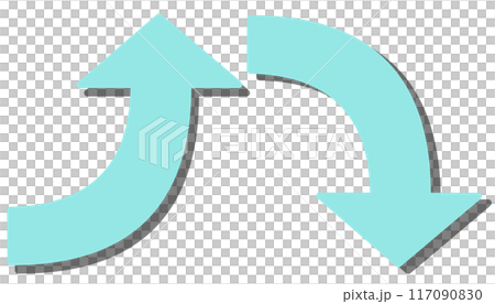 Curved arrow light blue set (with shadow) 117090830