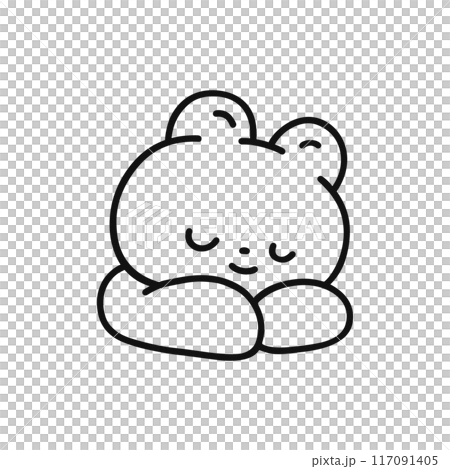 寝ているかわいいクマ・線画 117091405