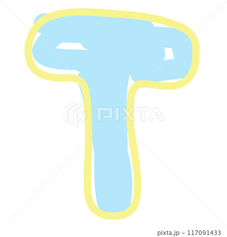 Hand drawn T alphabet letter for brand logo, icon, decoration, pastel font, typography, text, calligraphy, initials, print, card, A to Z clip art, sticker, tattoo, merchandise, ads, education book 117091433