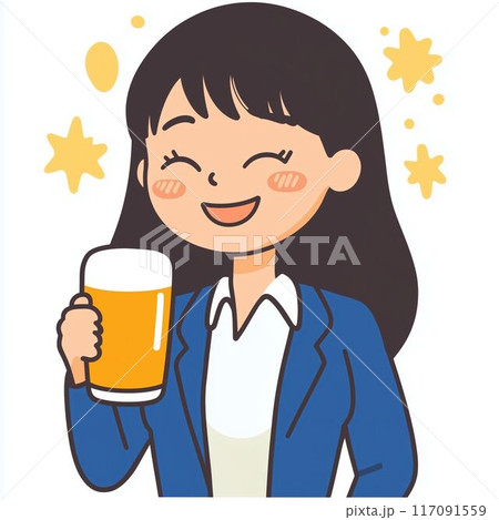 ビールを飲むOL 117091559