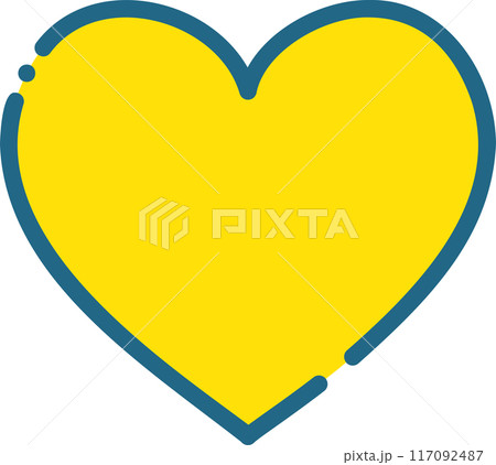 青い破線と黄色いハート 117092487
