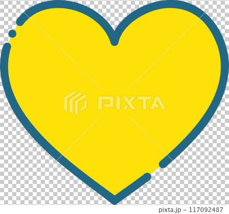 青い破線と黄色いハート 117092487