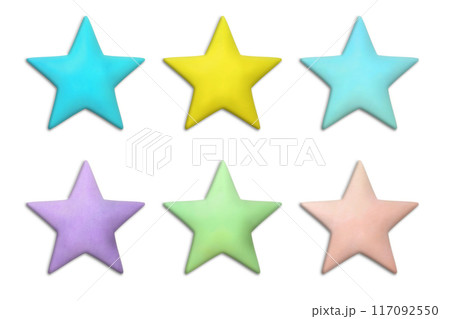 ふっくらとしたした立体的な星の形をしたアイコンのセット ふっくらとしたした立体的な星の形をしたアイコンのセット 117092550