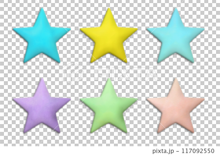 ふっくらとしたした立体的な星の形をしたアイコンのセット ふっくらとしたした立体的な星の形をしたアイコンのセット 117092550