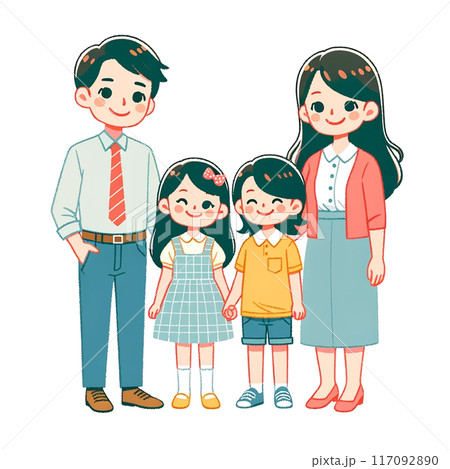 4人家族イラスト 4人家族イラスト 117092890